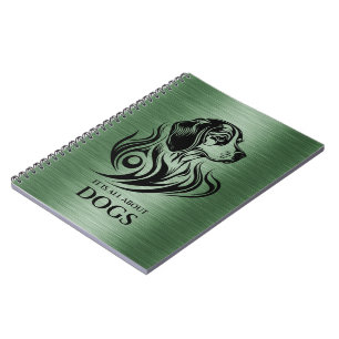 Cuaderno Ilustracion de cabeza de beagle verde metálico