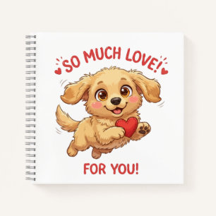 Cuaderno Ilustración de cachorro adorable con corazón