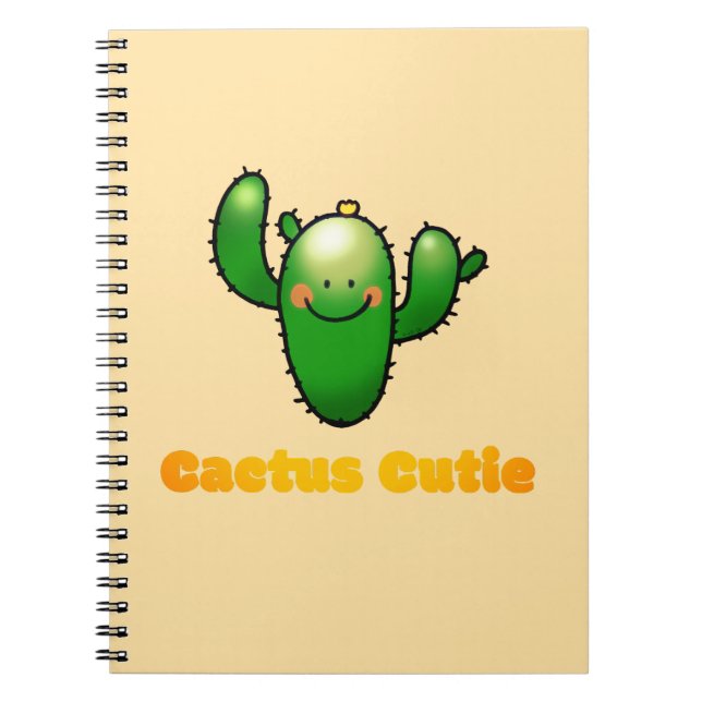 Cuaderno Ilustración de cactus sonriente lindo (Frente)