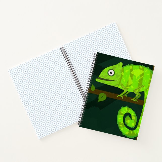 Cuaderno Ilustración de camaleón verde lindo Reptil tropica (Interior)