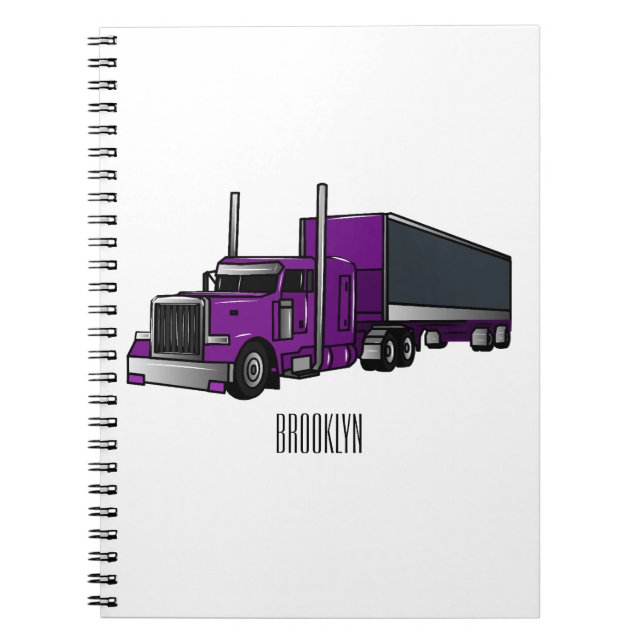 Cuaderno Ilustración de camión semirremolque de dibujos ani (Frente)