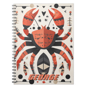 Cuaderno Ilustracion de cangrejo rojo geométrico