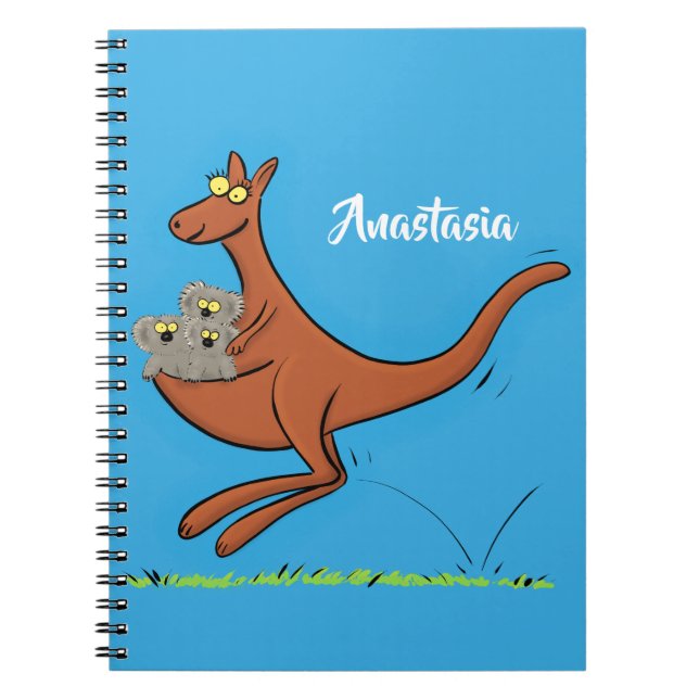 Cuaderno Ilustracion de canguro y personalizado de koalas (Frente)