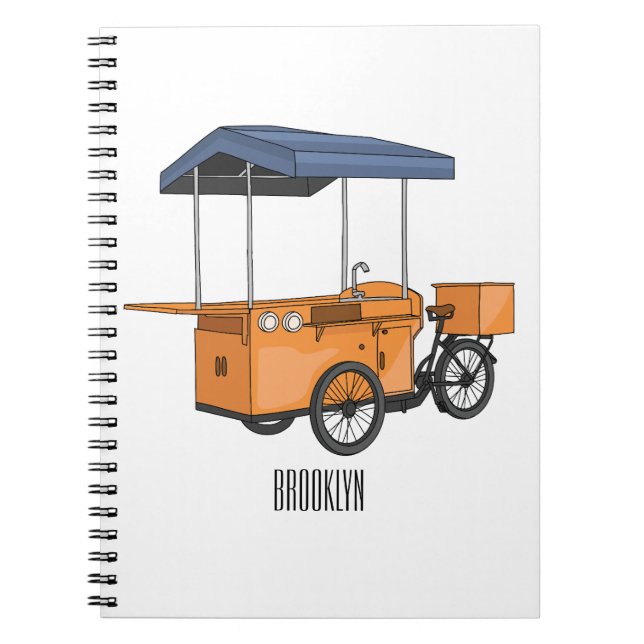 Cuaderno Ilustracion de carrito de comida para bicicletas p (Frente)