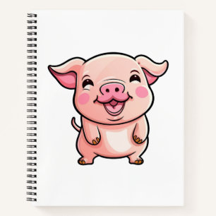 Cuaderno Ilustración de cerdo de dibujos animados