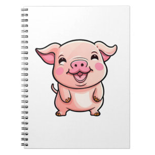 Cuaderno Ilustración de cerdo de dibujos animados