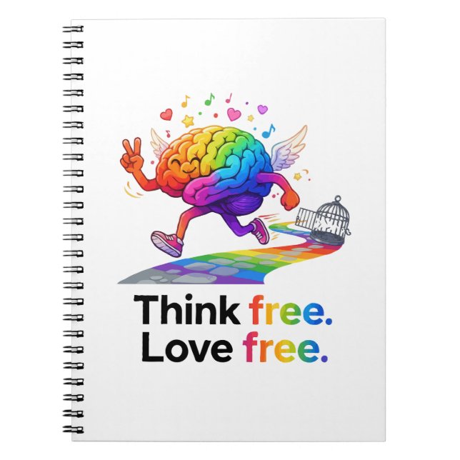 Cuaderno Ilustración de cerebro de libertad mental de arcoí (Frente)