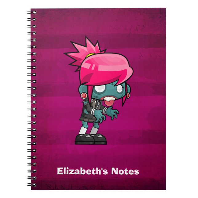 Cuaderno Ilustracion de Chica Zombie Rock Punk Cute (Frente)
