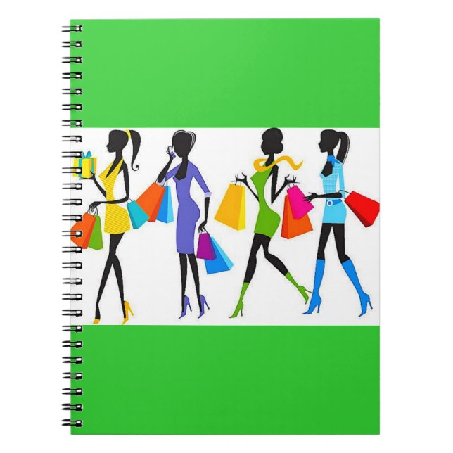 Cuaderno Ilustracion de Chicas de compras de moda (Frente)