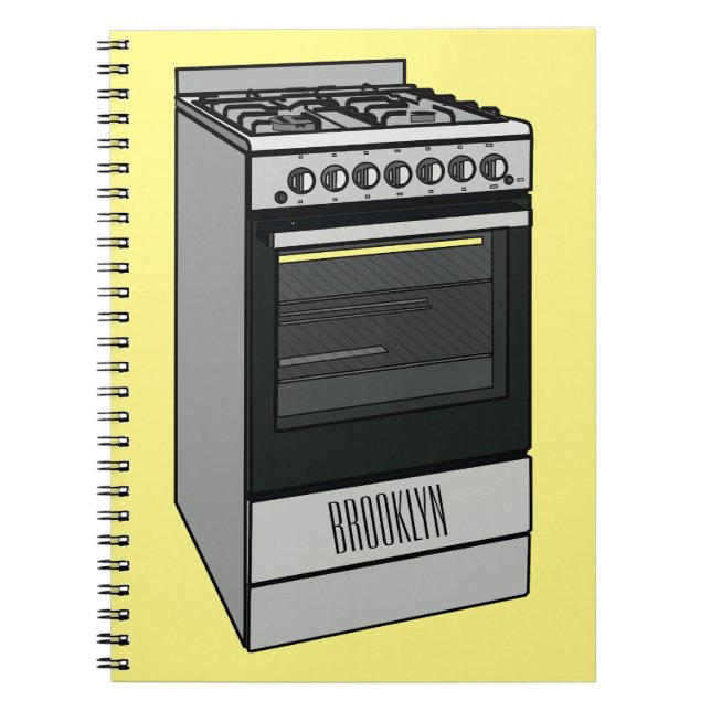 Cuaderno Ilustración de cocina eléctrica de dibujos animado (Frente)