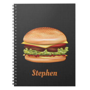 Cuaderno Ilustración de comida rápida de hamburguesa con no