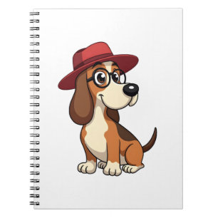 Cuaderno Ilustración de dibujo animado de Basset Hound vint