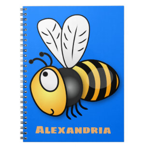 Cuaderno Ilustración de dibujos animados de abeja feliz y l