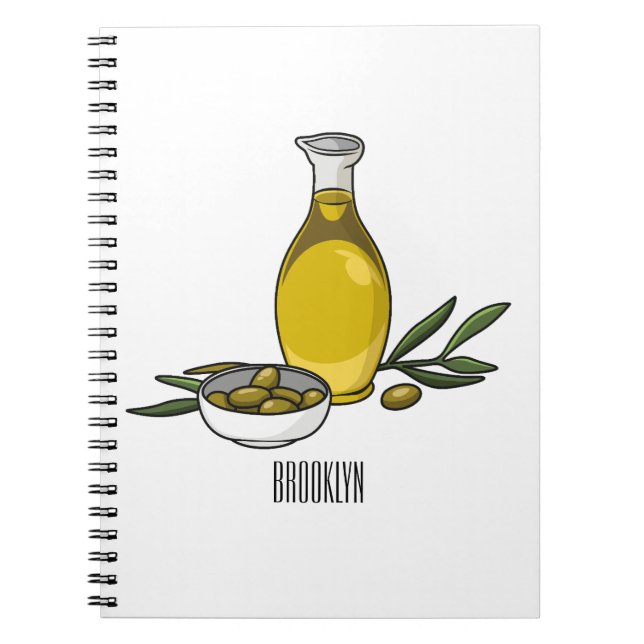 Cuaderno Ilustración de dibujos animados de aceite de oliva (Frente)