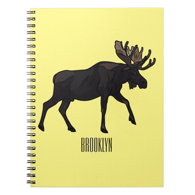Cuaderno Ilustración de dibujos animados de alce (Frente)