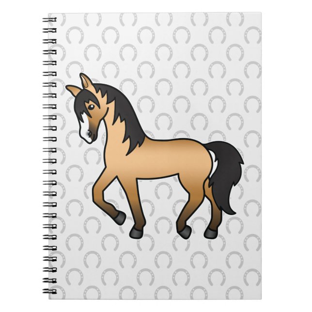Cuaderno Ilustración de dibujos animados de caballo color b (Frente)