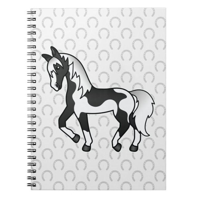 Cuaderno Ilustración de dibujos animados de caballo trotón  (Frente)