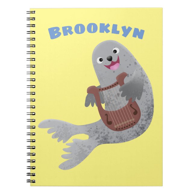 Cuaderno Ilustración de dibujos animados de foca arpa linda (Frente)