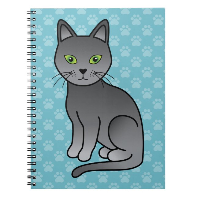 Cuaderno Ilustración de dibujos animados de gato de raza Az (Frente)