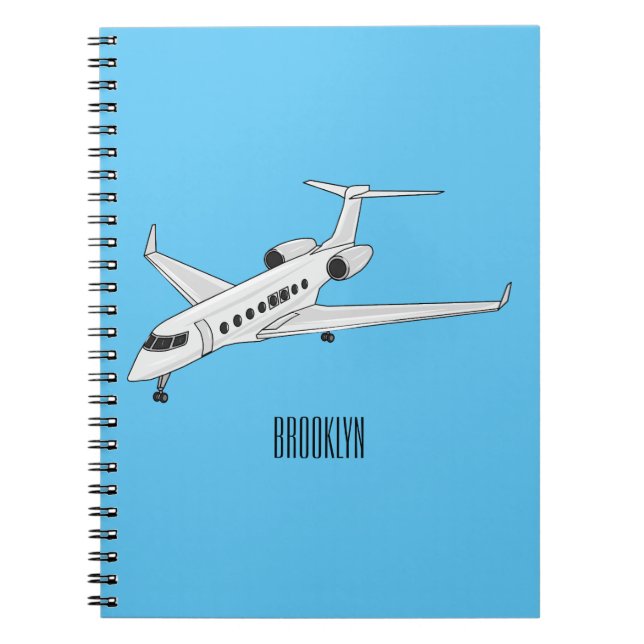Cuaderno Ilustración de dibujos animados de jet privado (Frente)