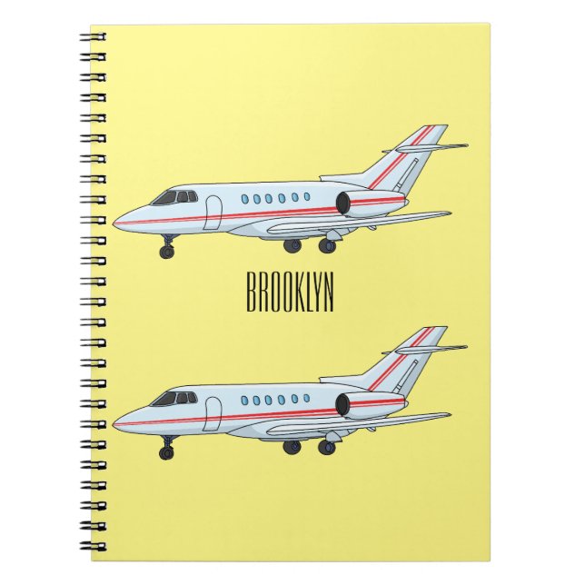 Cuaderno Ilustración de dibujos animados de jet privado (Frente)
