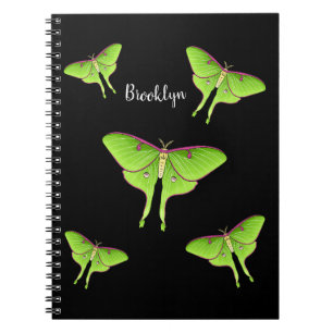 Cuaderno Ilustración de dibujos animados de la polilla luna