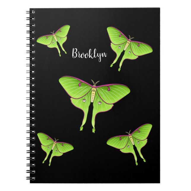 Cuaderno Ilustración de dibujos animados de la polilla luna (Frente)