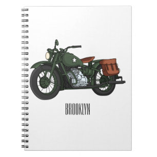 Cuaderno Ilustración de dibujos animados de motocicleta mil