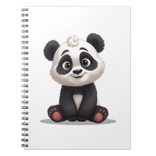 Cuaderno Ilustración de dibujos animados de oso panda senta