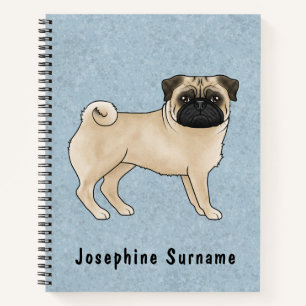 Cuaderno Ilustración de dibujos animados de Pug azul de per