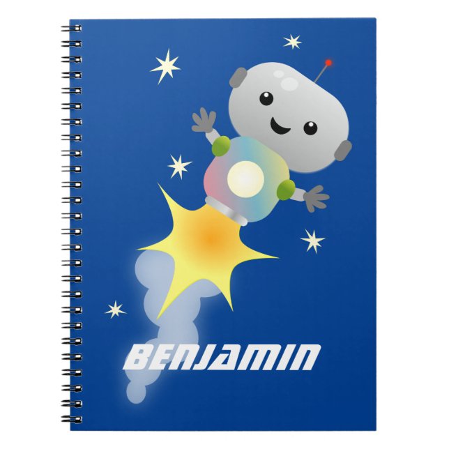 Cuaderno Ilustración de dibujos animados de robot lindo vol (Frente)