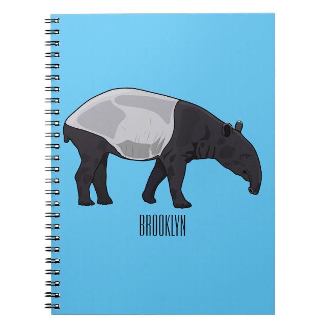 Cuaderno ilustración de dibujos animados de tapir (Frente)