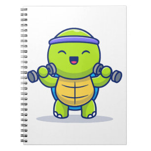 Cuaderno Ilustración de dibujos animados de tortuga linda l