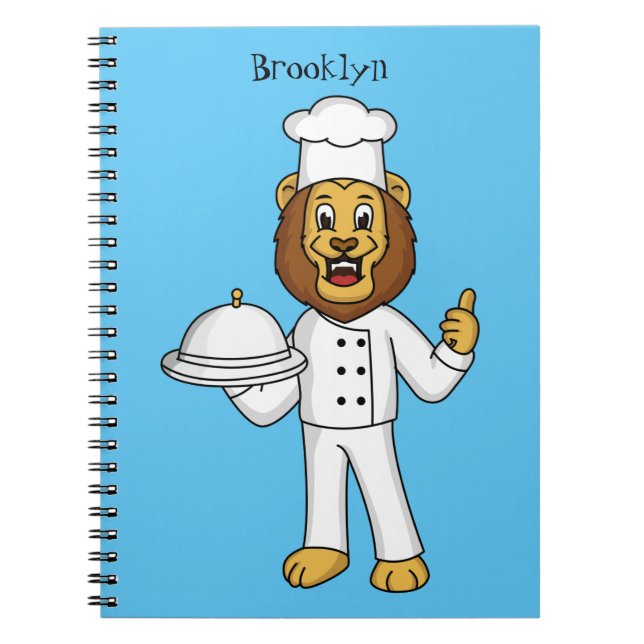 Cuaderno Ilustración de dibujos animados de un león chef li (Frente)