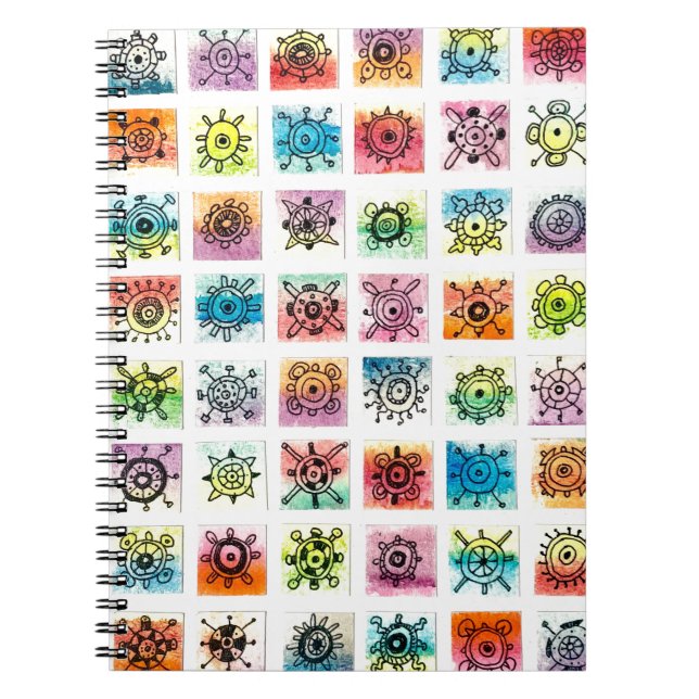 Cuaderno Ilustración de diseños de formas de círculos abstr (Frente)