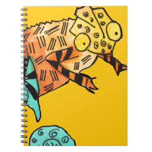 Cuaderno Ilustracion de doodle de arte de camaleón amarillo