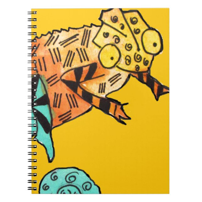 Cuaderno Ilustracion de doodle de arte de camaleón amarillo (Frente)