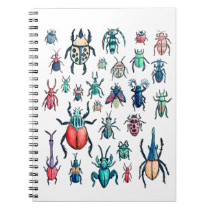Cuaderno Ilustracion de escarabajos de color acuático