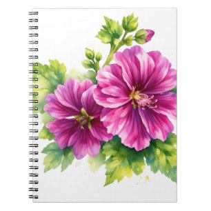 Cuaderno Ilustración de flor acuarela púrpura