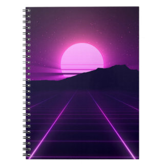 Cuaderno Ilustración de fondo retro de los años 80 con elem