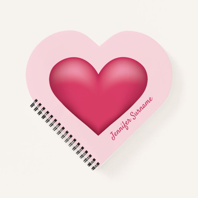Cuaderno Ilustracion de forma de corazón rosado con texto P (Anverso)