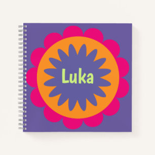 Cuaderno ilustración de formas florales naranja y rosa