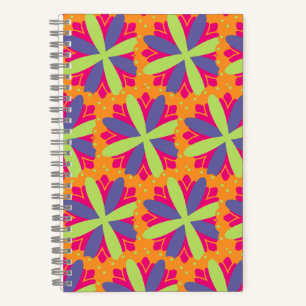 Cuaderno ilustración de formas florales naranjas