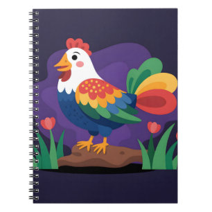 Cuaderno Ilustración de gallo de dibujos animados audaz y c