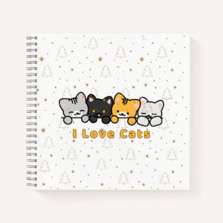 Cuaderno Ilustración de Gato Adorable Me Encantan los Gatos