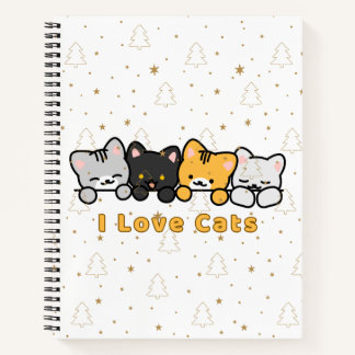 Cuaderno Ilustración de Gato Adorable Me Encantan los Gatos