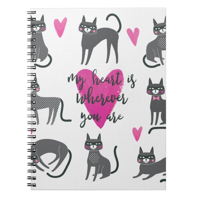 Cuaderno Ilustracion de gato bonito. Letras de amor (Frente)