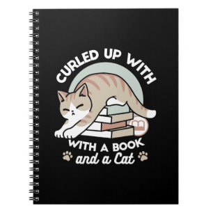 Cuaderno Ilustracion de Gato de Amante de Libros - Curva y