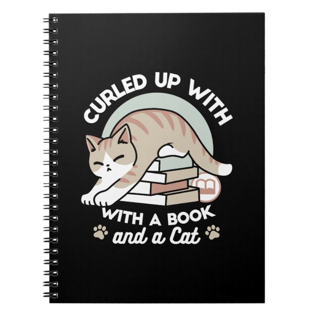 Cuaderno Ilustracion de Gato de Amante de Libros - Curva y  (Frente)