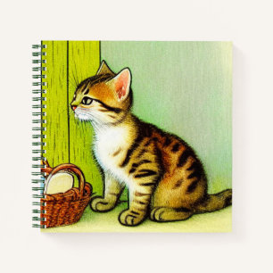 Cuaderno Ilustracion de gato de tabby de época